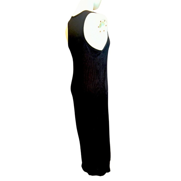 Zara Black Bodycon Ribbed Racerback Maxi Dress Size Medium - Picture 3 of 7